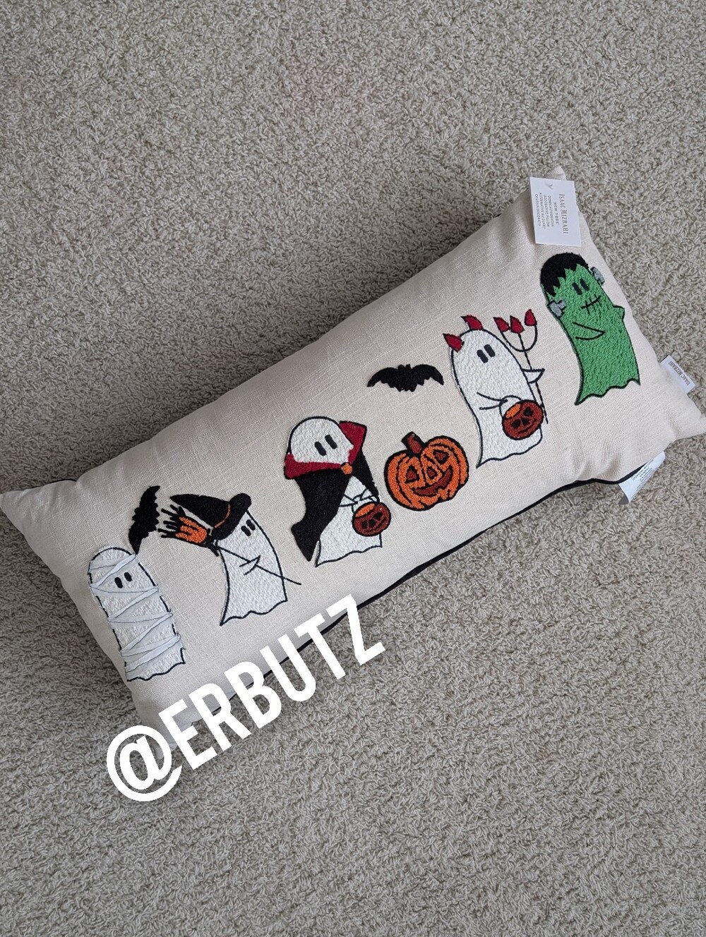 Isaac Mizrahi XL Oblong Costume Wearing Ghost Halloween Pillow 👹 (Down Alt)
